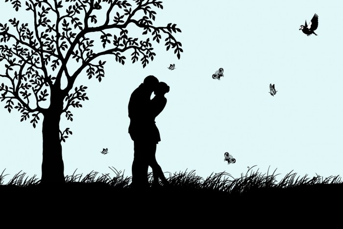 Spring forest elderly couple