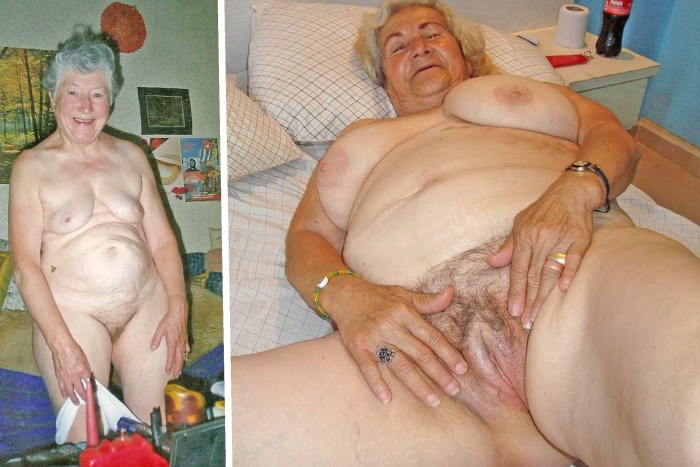Naked elderly old women