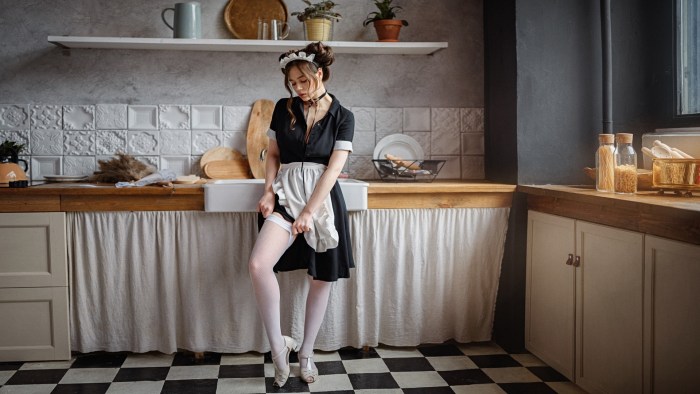 A beautiful girl is cleaned