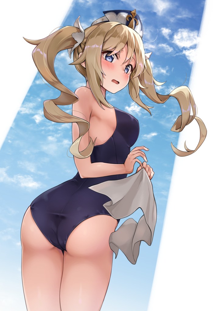 Barbara in the swimsuit of Genshin Hentai