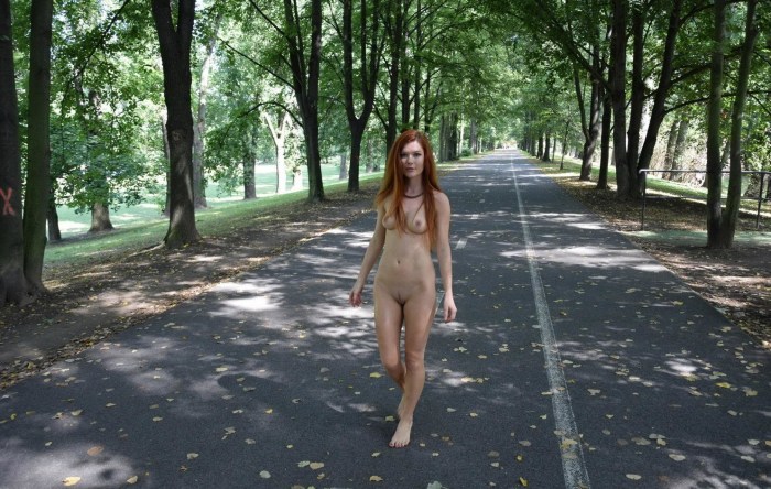 Naked people on the streets of the city