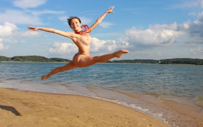 Naked beauties frolic