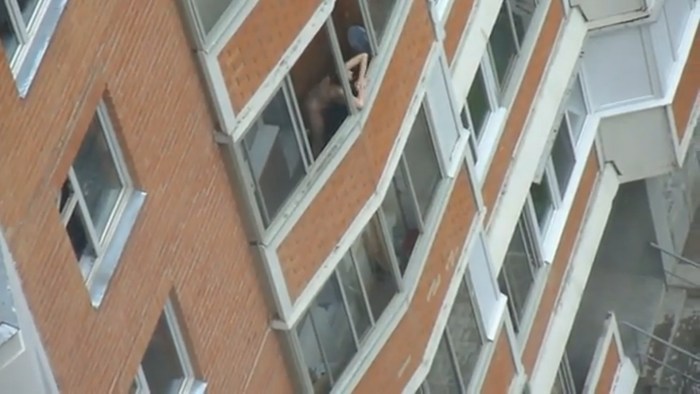 Pornstar on the balcony