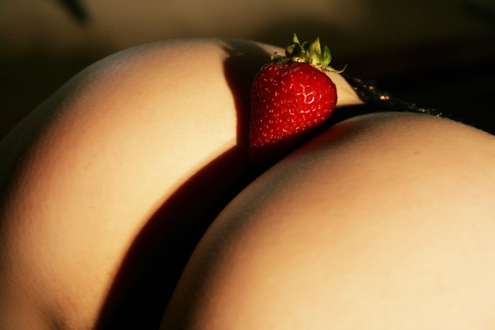 Cream strawberries erotic