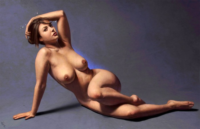 Posing before the artist naked