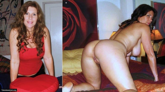 Naked mature dressed striped