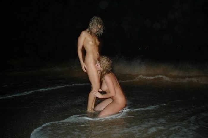 Night bathing naked