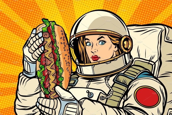 Pop art woman cosmonaut