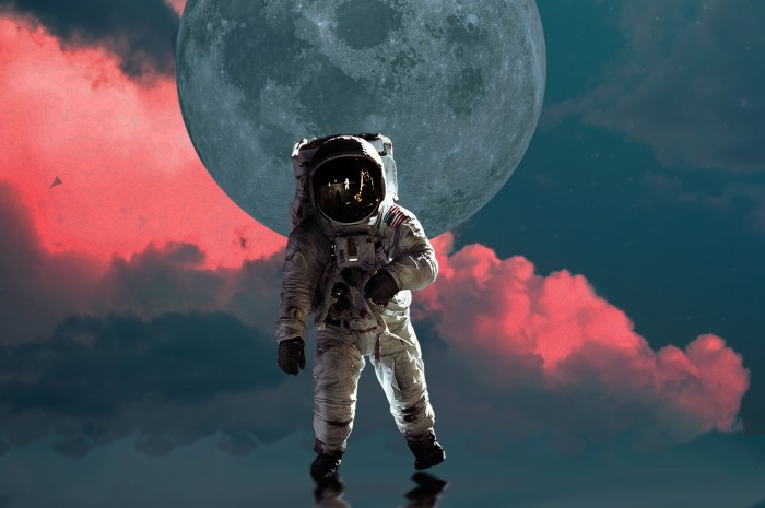 Cosmonaut in space on the desktop