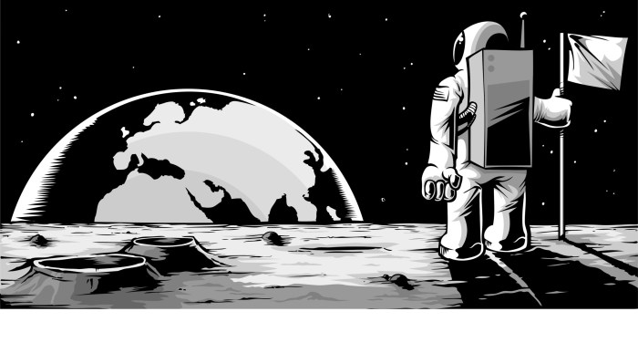 Cosmonaut and Moon Graphics