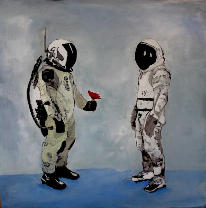 Cosmonaut with a plate Mars