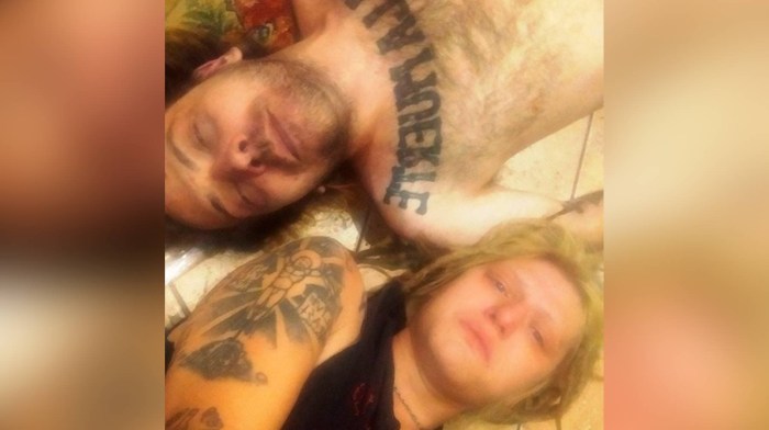 The girl kisses the screen