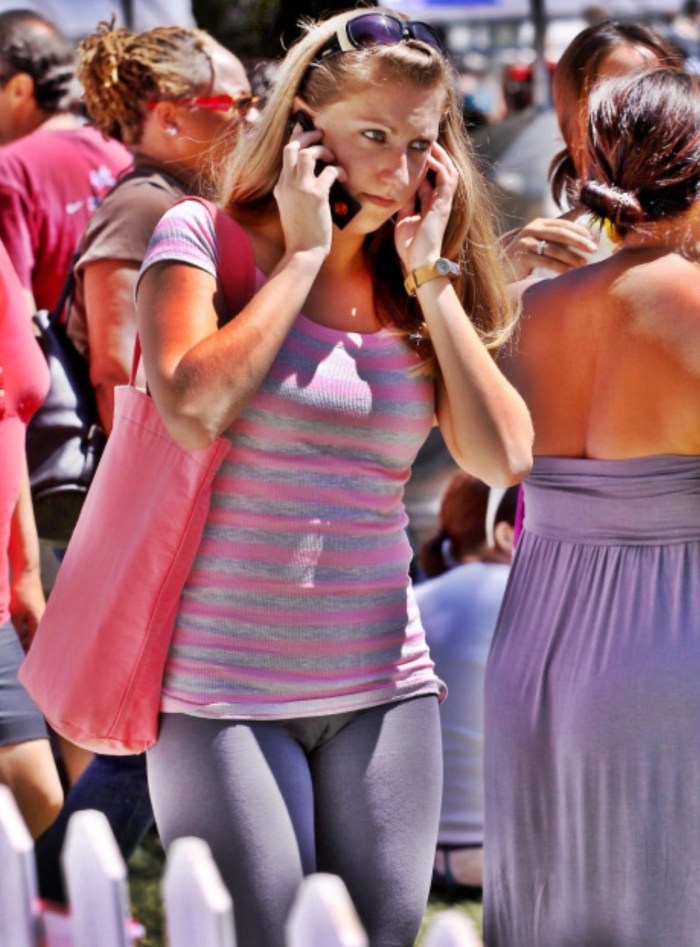 You can see stockings from under clothes