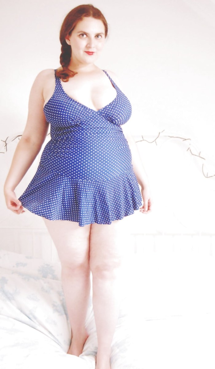 Red bbw in swimsuits