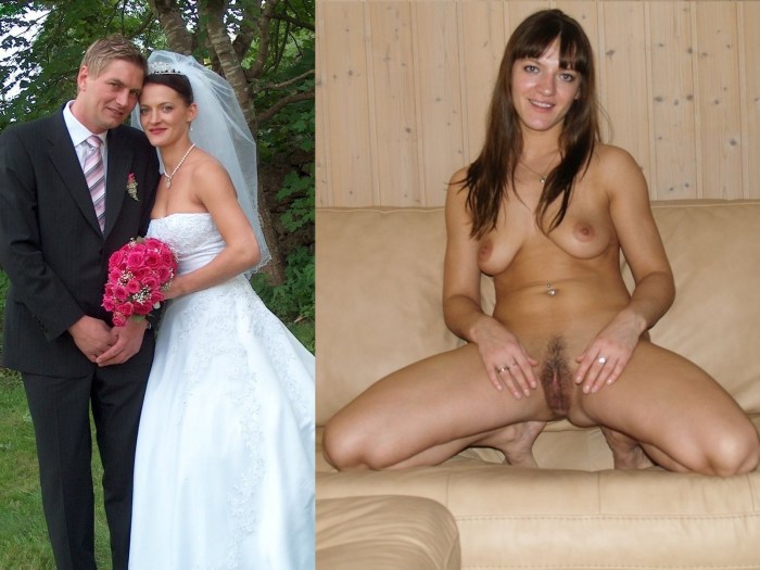 Brides in clothes and naked