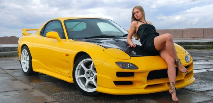 Chicks on the background of a car