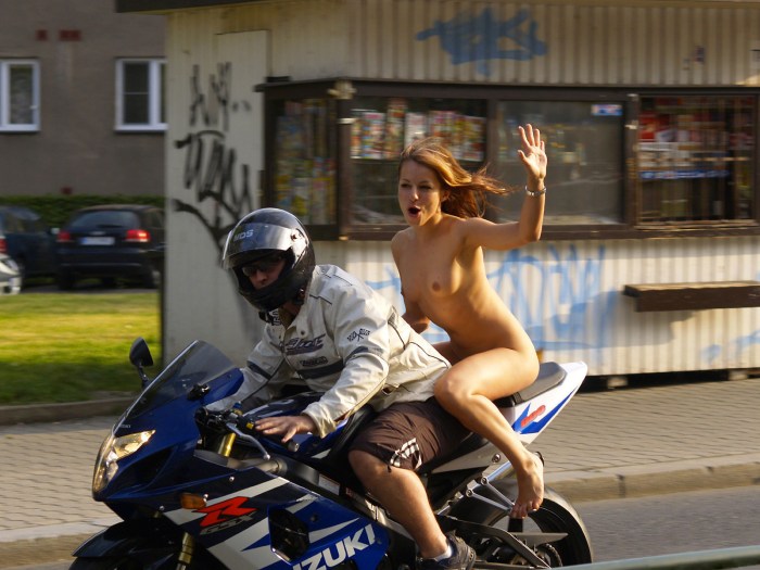 Naked women motorcyclists