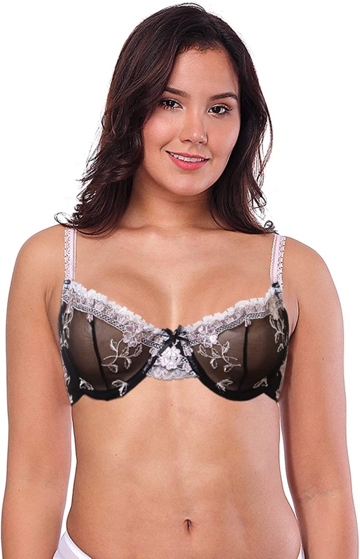 Mel Clarke Black and Red Bra and Thong