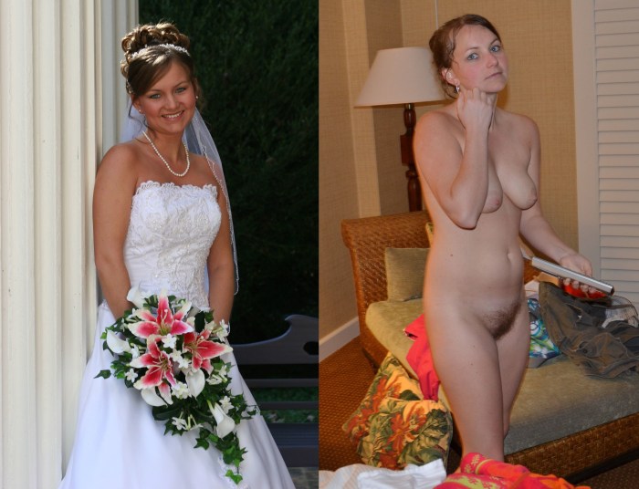 Brides in clothes and without clothes