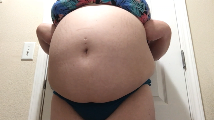 Blonde with a big belly