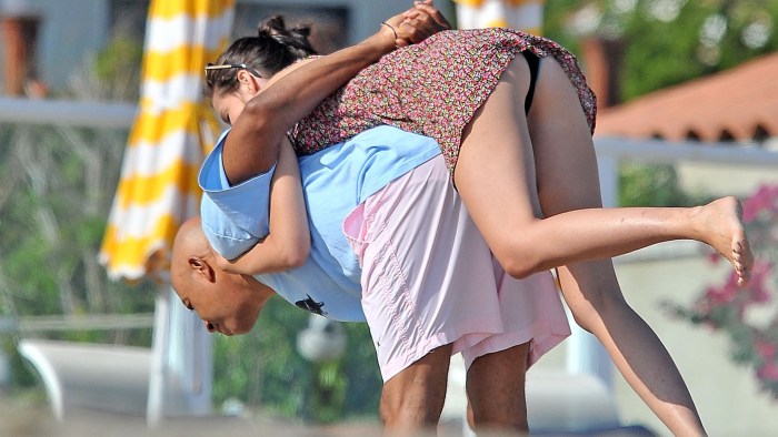 The woman leaned over