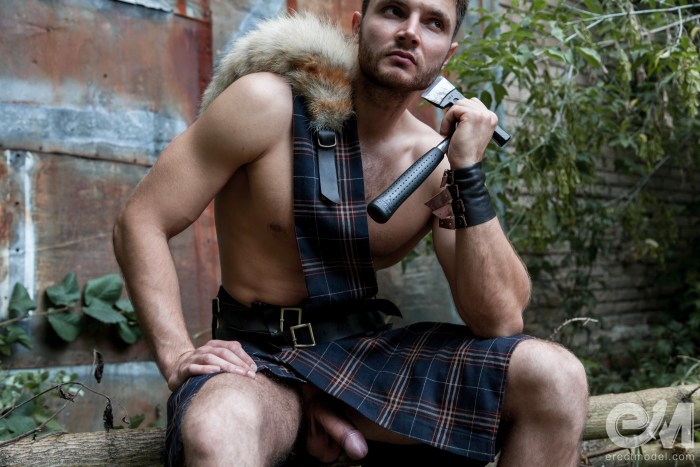 Naked guys in Scottish skirts