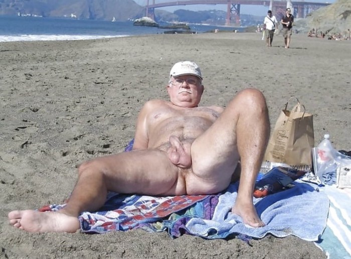 Naked elderly men on the beach