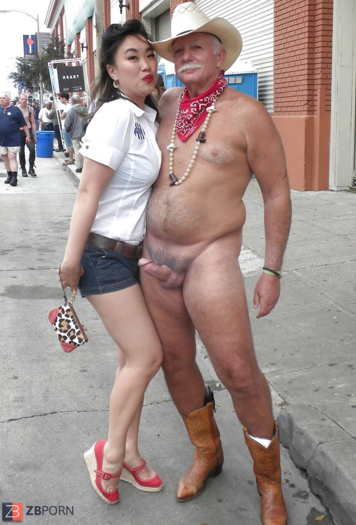 Chubby Gay Grandpa Walking Croweded Nude Beach