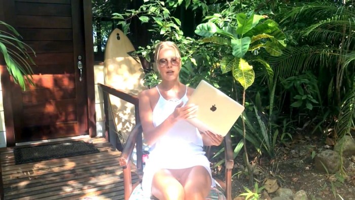 Elena flying in underwear