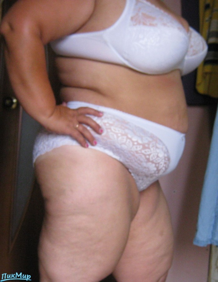 Fat women in white underpants