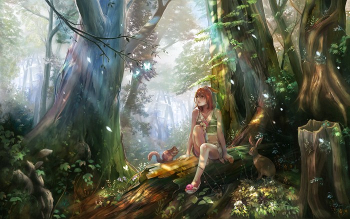 Girl in a magic forest
