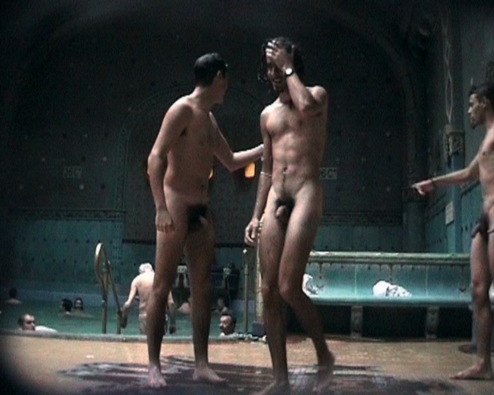 A guy with a girl wash in the shower