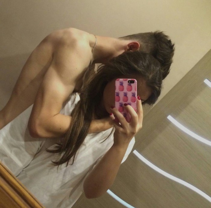 Photo in the shower pair of selfie