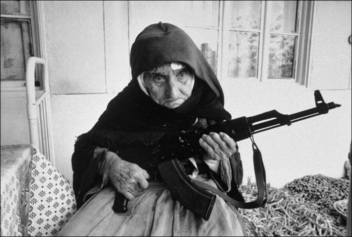 Armenian grandmother with automatic