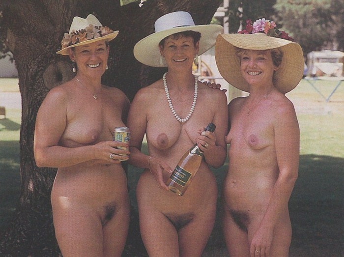 Naked women on the beach retro