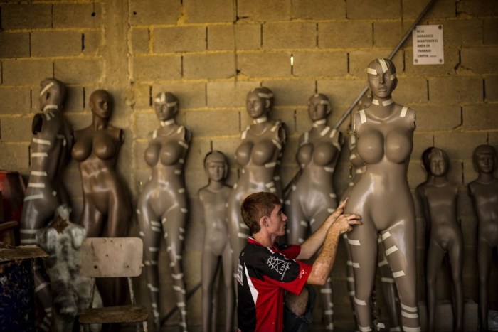 Naked mannequins of women with big breasts