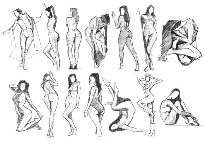 Full -length poring drawings
