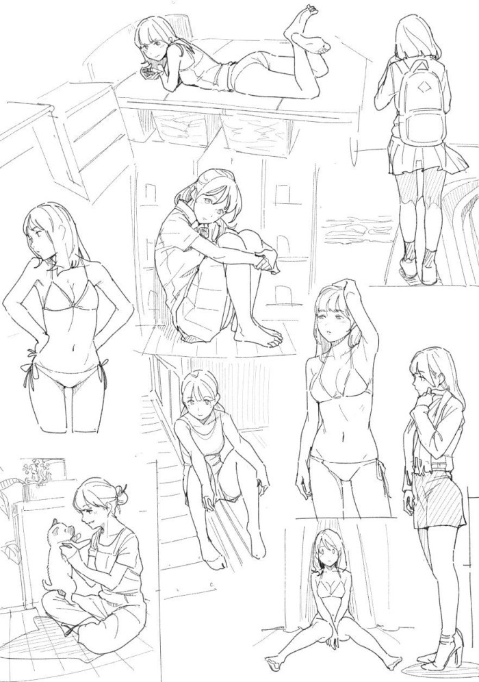 Posing girls for drawing
