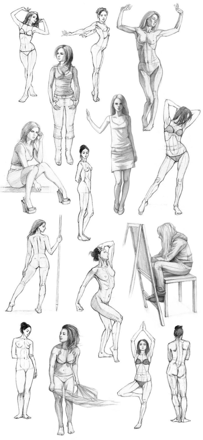 Feminine pose for drawing