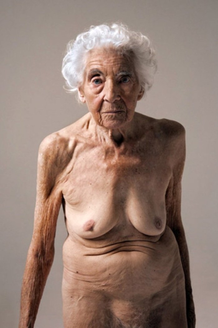 Naked elderly old women
