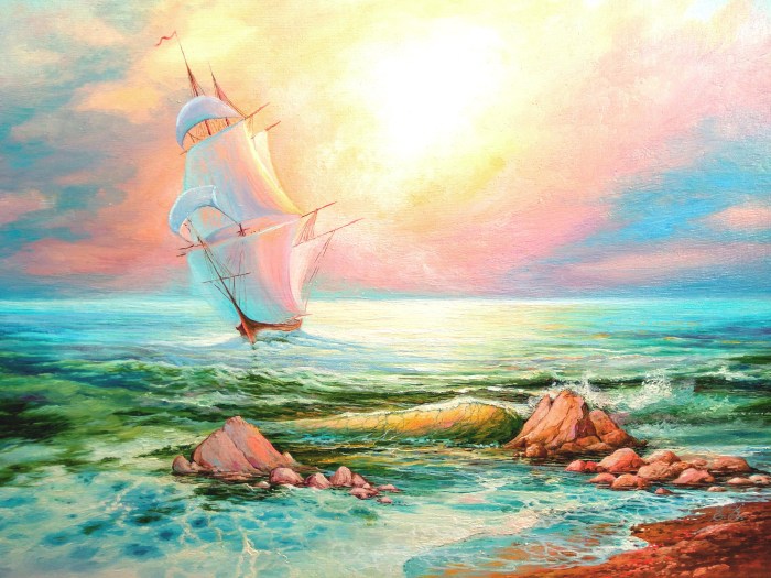Sea landscape with a ship