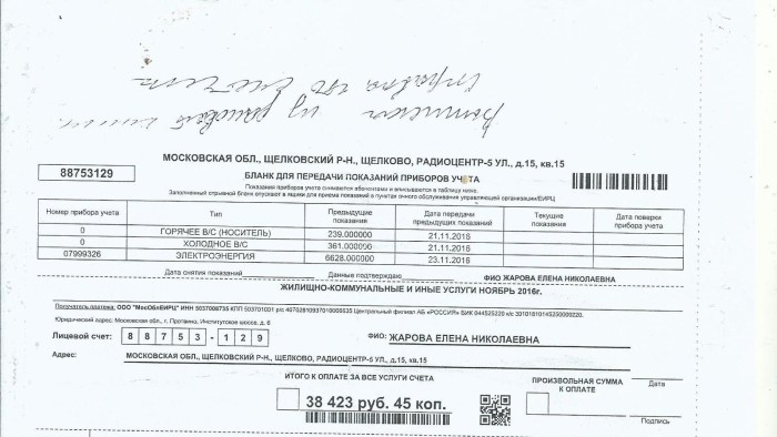 Water transmission form readings