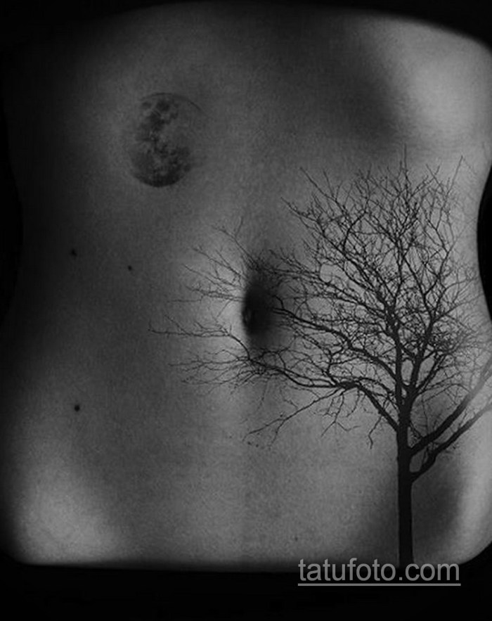 Tattoo wood and moon