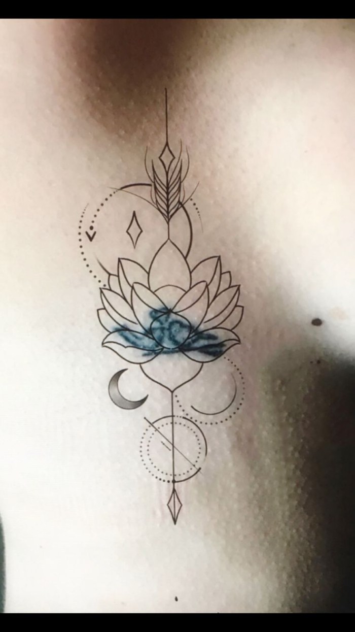 Lotus tattoo on the stomach