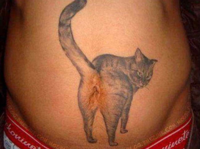 Tattoo for girls on the stomach cat paws