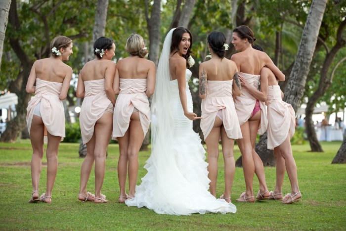 Haughty dresses of bride's girlfriends