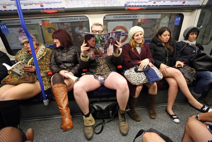 Naked girls in public transport
