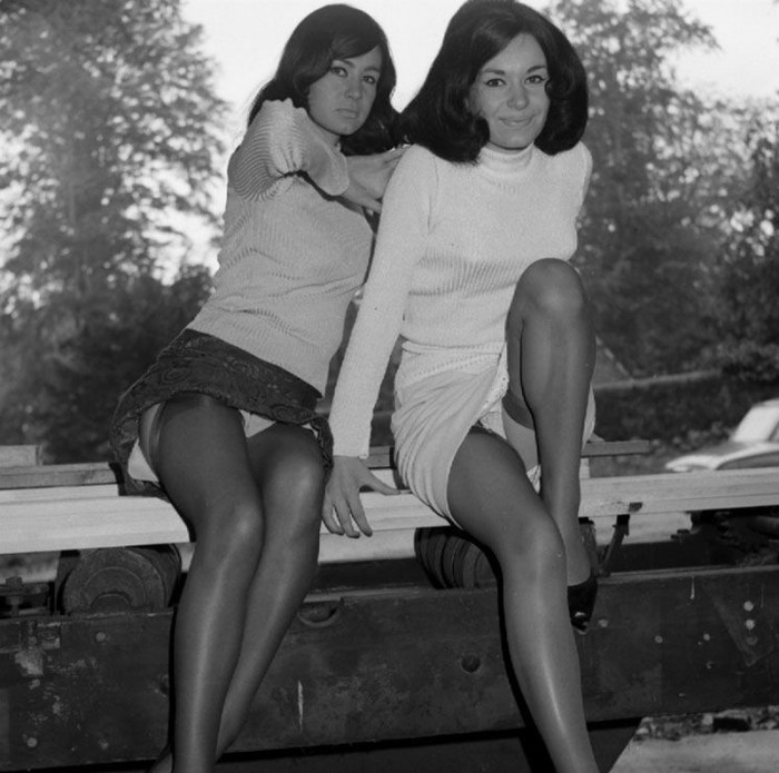 Stockings under the skirt retro vintage