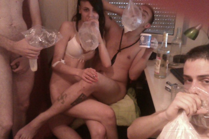 Drunk women with bare tits