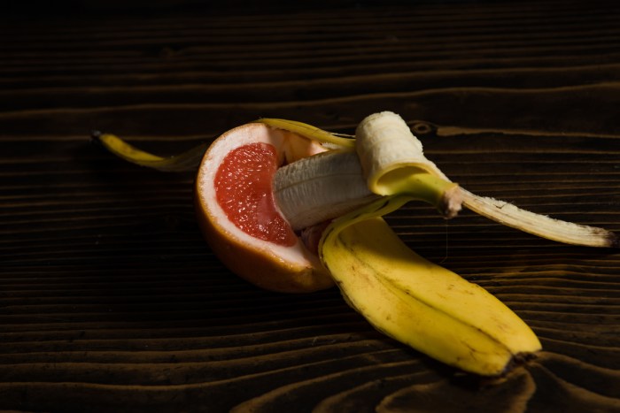 Masturbation with vegetables and fruits